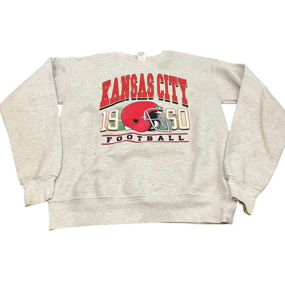 Y2K Sweatshirt Unisex S Gray Kansas City Football 1960 Graphic Pullover